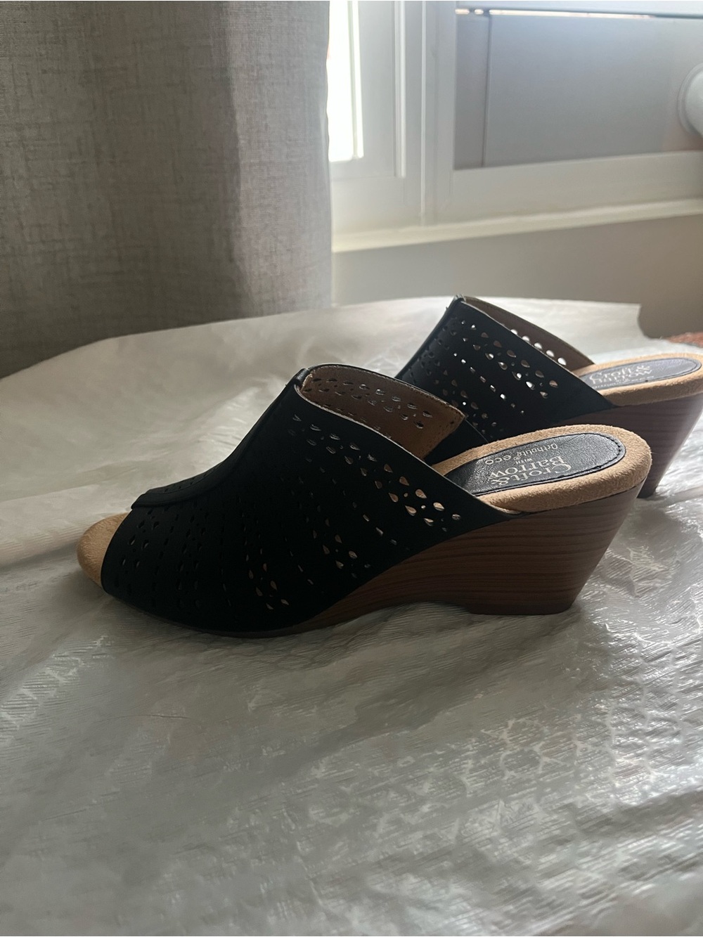 croft & barrow Black Perforated Wedge Slide on